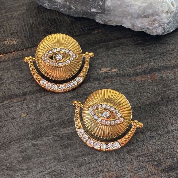 NEW Protection Eye Rhinestone Dangle Earrings - Picture 5 of 9